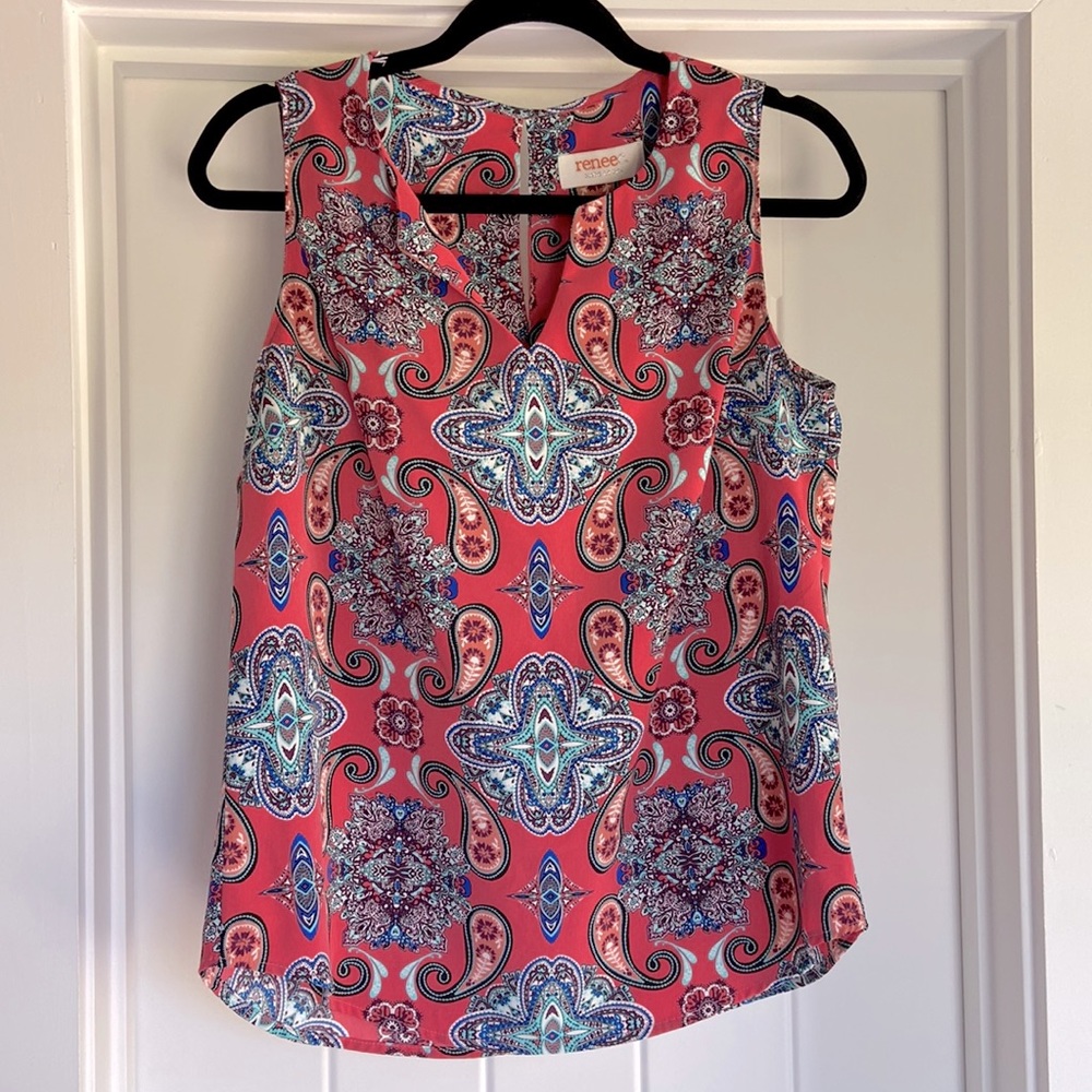 Renee C paisley print sleeveless top